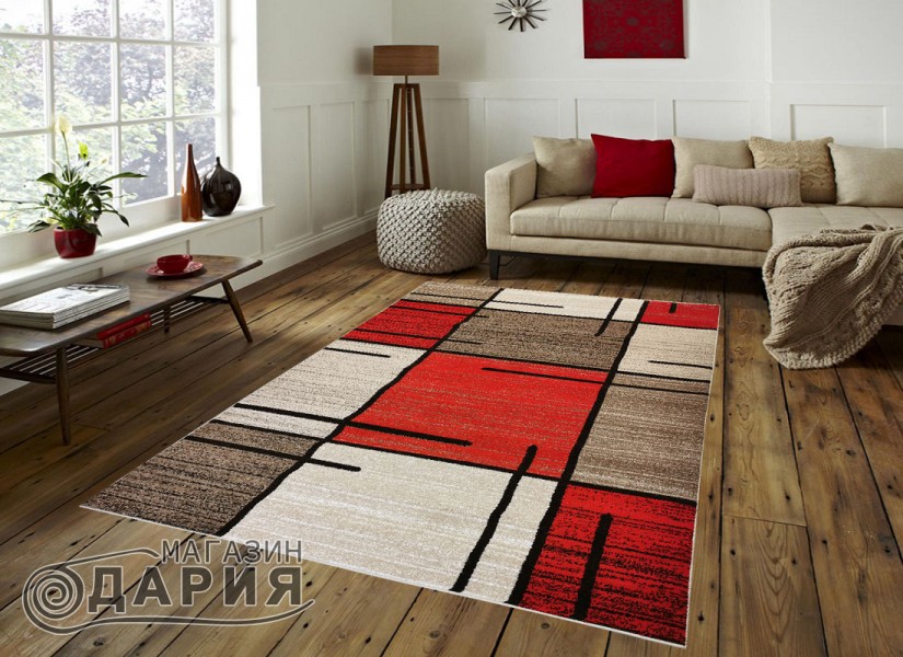 Тъкан килим MAGNOLIA 704 d.beige/red